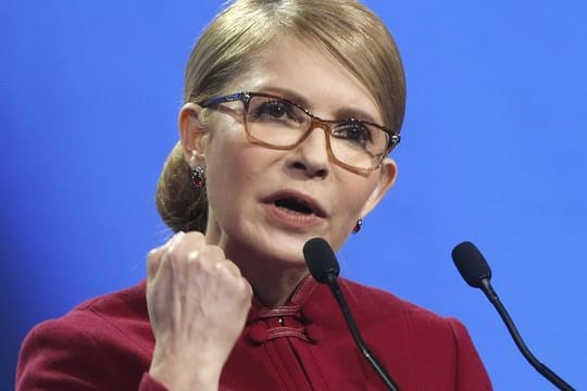 Julia Timoschenko, ehemalige Ministerpräsidentin der Ukraine, spricht während einer Kundgebung.