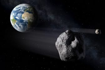 Das Handout-Foto der European Space Agency (ESA) zeigt die im Rahmen der Mission Asteroid Impact simulierte Begegnung von Asteroiden mit der Erde.