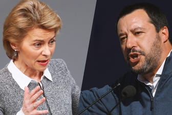 Von der Leyen und Salvini: Zwischen Deutschland und Italien entbrennt Streit um die Mittelmeer-Mission "Sophia".