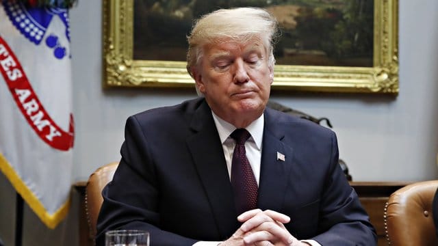 Präsident Donald Trump im Roosevelt Room des Weißen Hauses.