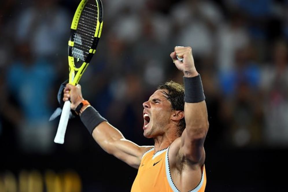 Rafael Nadal bejubelt seinen Finaleinzug bei den Australian Open.