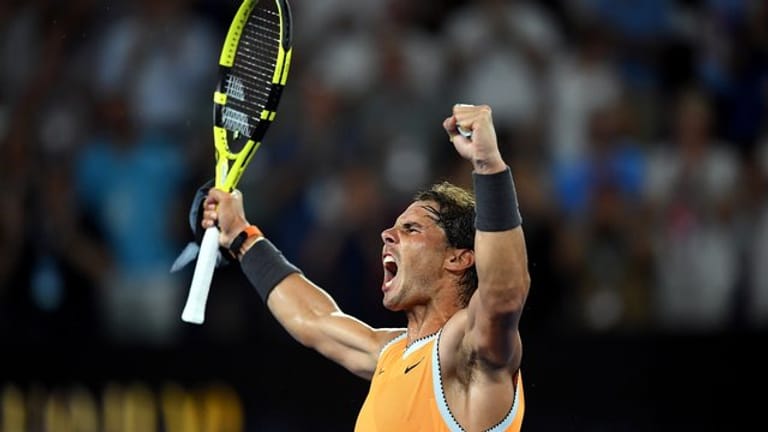 Rafael Nadal bejubelt seinen Finaleinzug bei den Australian Open.
