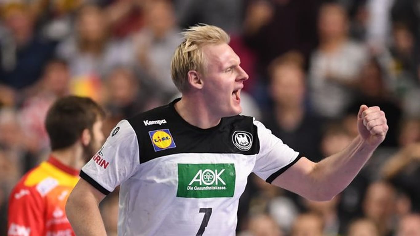 Abwehrrecke des DHB-Teams bei der Handball-WM: Patrick Wiencek jubelt.