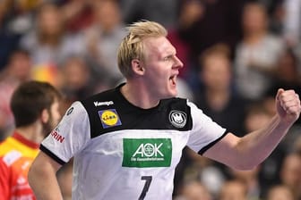 Abwehrrecke des DHB-Teams bei der Handball-WM: Patrick Wiencek jubelt.