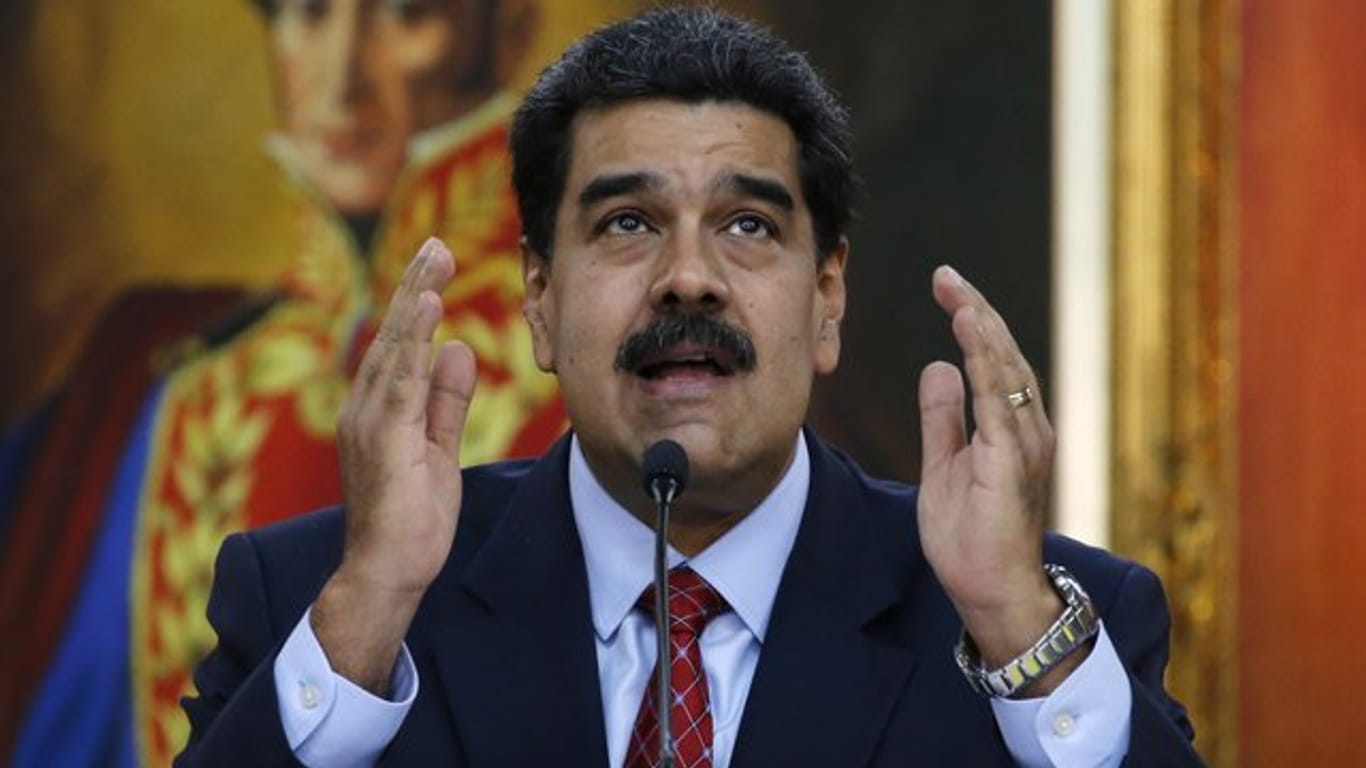 Nicolas Maduro, Präsident von Venezuela, spricht auf einer Pressekonferenz im Präsidentenpalast Miraflores.