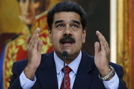 Nicolas Maduro, Präsident von Venezuela, spricht auf einer Pressekonferenz im Präsidentenpalast Miraflores.