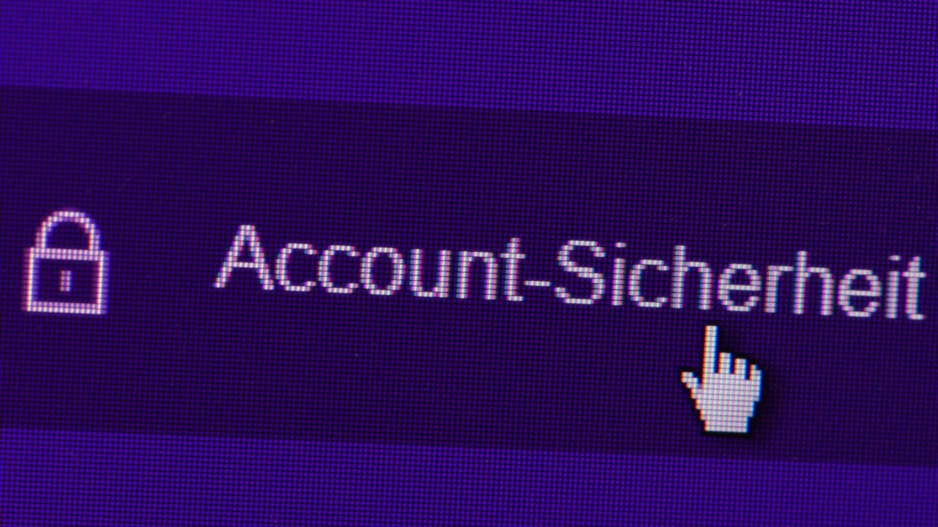 Ein Mauszeiger zeigt auf das Menü "Account-Sicherheit": Viele Nutzer vernachlässigen den Datenschutz, wenn sie sich zu einem neuen Dienst anmelden.