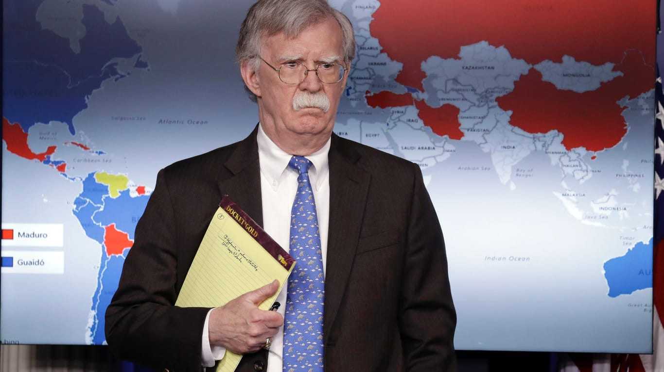 John Bolton: Der Notizblock des Nationalen Sicherheitsberaters der USA hat Aufsehen erregt.