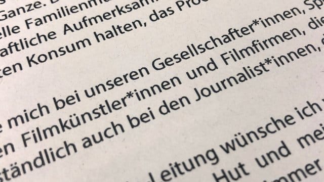 In einem Grußwort zur Berlinale sind mehrmals Gendersternchen zu sehen.