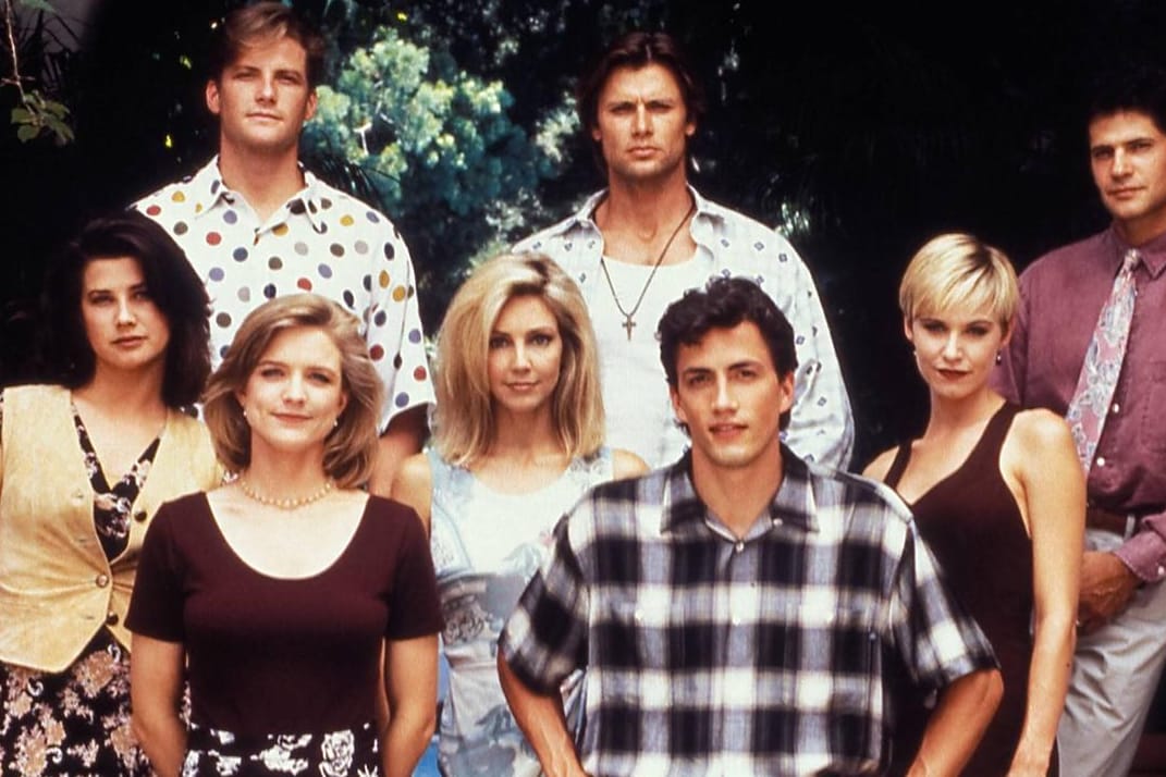 Film still publicity still from Melrose Place Doug Savant Grant Show Thomas Calabro Daphne Zuni