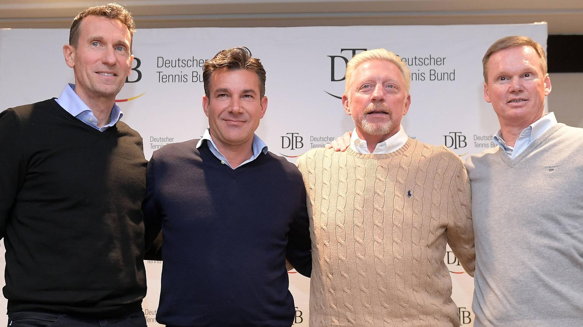 Die Helden von 1988 vereint (v.l.): Patrick Kuehnen, Carl Uwe Steeb, Boris Becker und Eric Jelen.