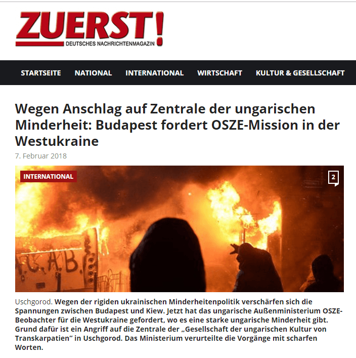 Der Anschlag in Ochsenreiters Magazin: Er ist Chefredakteur des rechtsextremen Magazins "Zuerst!", das im Netz kurz nach dem Anschlag in der Ukraine über die Forderung nach einer OSZE-Mission berichtete.