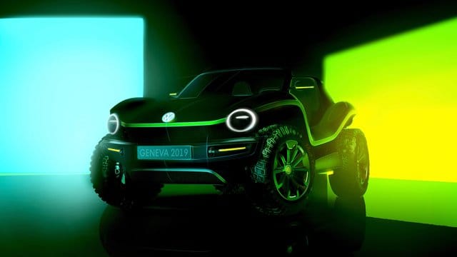 Comeback unter Strom: Mit dem elektrischen ID Buggy zeigt VW auf dem Genfer Autosalon im März eine Neuinterpretation des kultigen Strandautos als Studie. Comeback unter Strom: Mit dem elektrischen ID Buggy zeigt VW auf dem Genfer Autosalon im März eine Neuinterpretation des kultigen Strandautos als Studie.