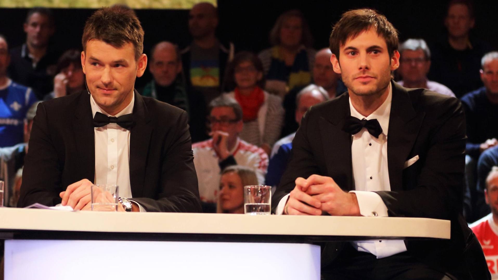 Ganz schick: Bundestrainer Prokop (li.) und Gensheimer im Sportstudio.