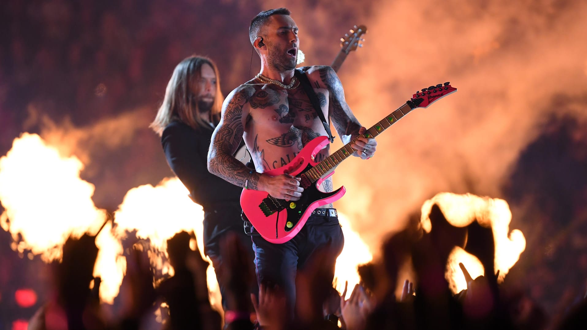 Adam Levine: Der Frontmann von Maroon 5 in der Halftimeshow des Super Bowl LIII.