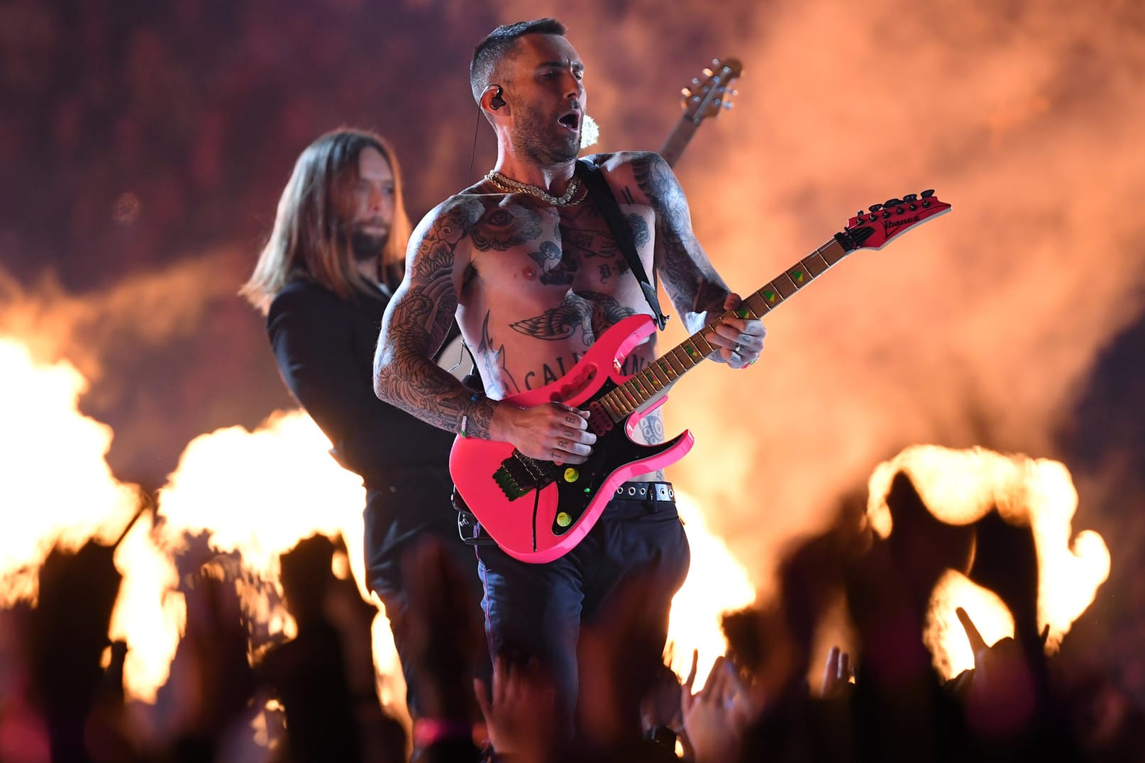 Adam Levine: Der Frontmann von Maroon 5 in der Halftimeshow des Super Bowl LIII.