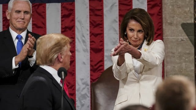 US-Präsident Donald Trump während seiner Rede zur Lage der Nation vor dem Kongress im Kapitol. US-Präsident Donald Trump während seiner Rede zur Lage der Nation vor dem Kongress im Kapitol.