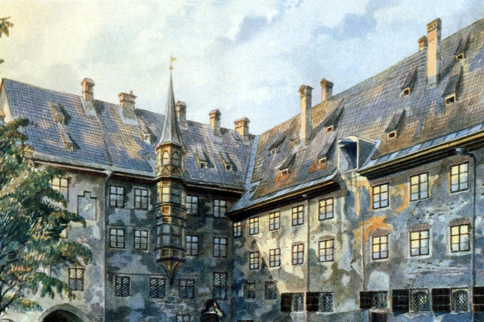 Ein Aquarell von Adolf Hitler: Das Bild von 1914 zeigt den Hof einer alten Residenz in München. Ähnliche Werke des Diktators werden jetzt versteigert.