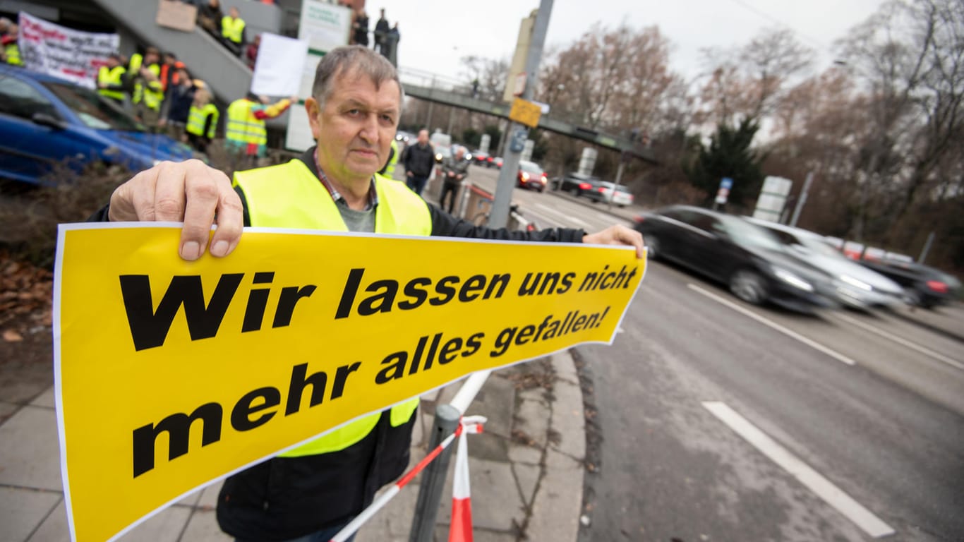 Demonstration gegen das Fahrverbot in Stuttgart.