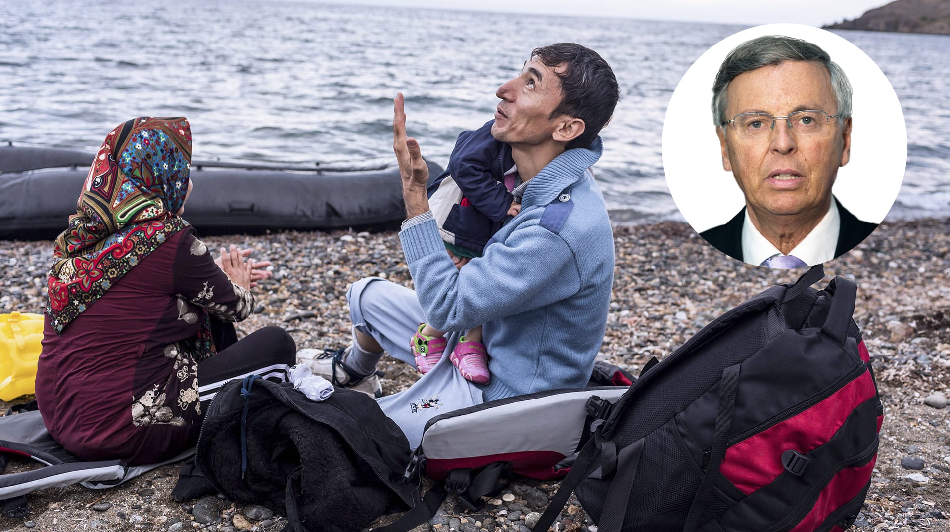 Ein Flüchtling mit Frau und Kind nach seiner Ankunft auf der griechischen Insel Lesbos 2015: Die Union muss klare Antworten auf wichtige Fragen der Asyl- und Migrationspolitik finden, fordert CDU-Politiker Wolfgang Bosbach.