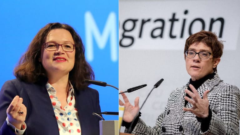 SPD-Chefin Nahles, CDU-Chefin Kramp-Karrenbauer.