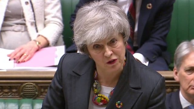 Theresa May bei einer Debatte im Unterhaus.