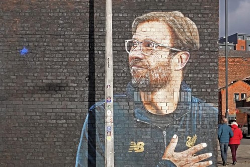 Kultstatus: Das Porträt von Liverpools Trainer Jürgen Klopp prangt an der Ecke Jordan Street und Jamaica Street auf einer Hauswand.