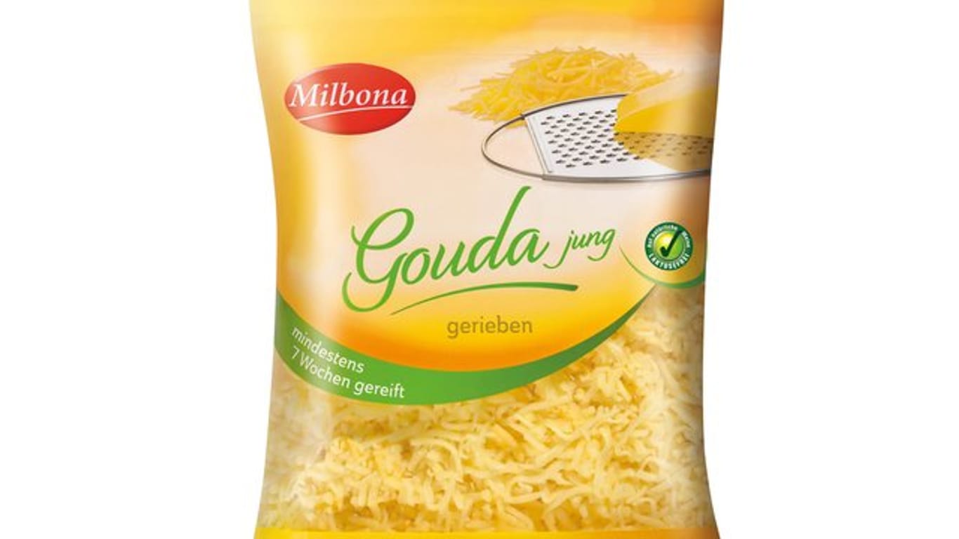 Lidl ruft das Produkt "Milbona Gouda jung gerieben, mindestens 7 Wochen gereift, 250g" zurück.