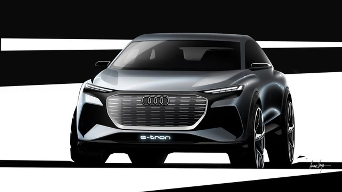 Audi zeigt die Studie eines elektrischen Q4 auf dem Genfer Autosalon.