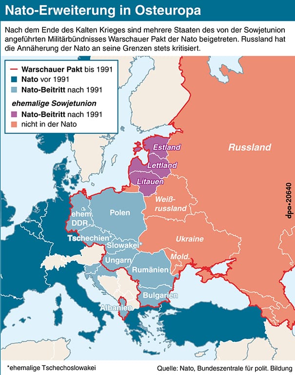 Nach dem Zerfall der Sowjetunion schlossen sich immer mehr der ehemaligen Sowjetrepubliken der Nato an.