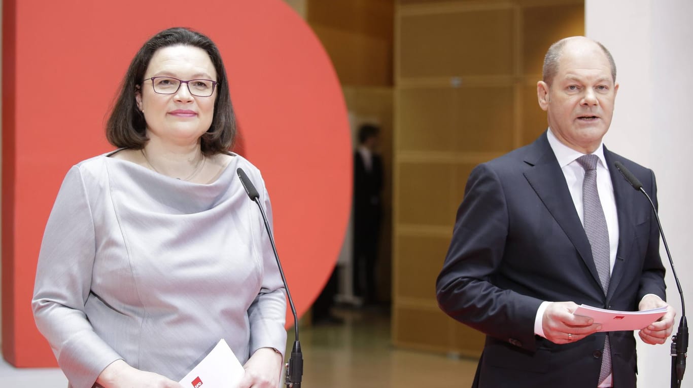 Andrea Nahles und Olaf Scholz: Laut Umfrage hat die SPD in der Wählergunst wieder zugelegt.