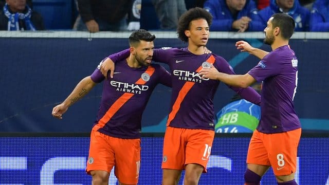 Zwei DFB-Stars im ManCity-Trikot: Leroy Sané (M) und Ilkay Gündogan (r).