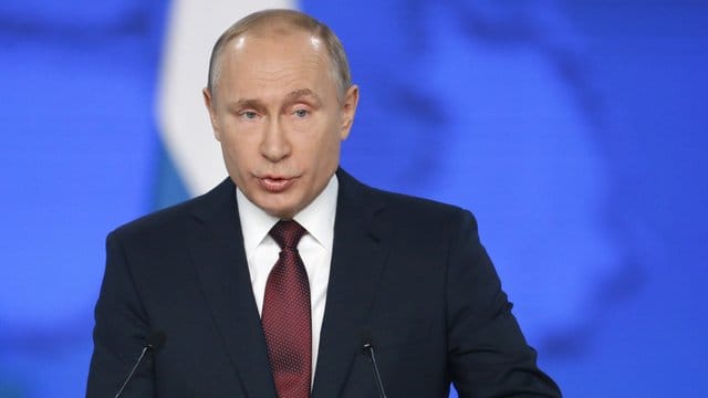 Wladimir Putin, russischer Präsident, hält eine Rede an die Nation. Wladimir Putin, russischer Präsident, hält eine Rede an die Nation.
