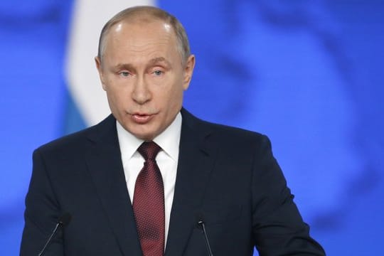 Wladimir Putin, russischer Präsident, hält eine Rede an die Nation.