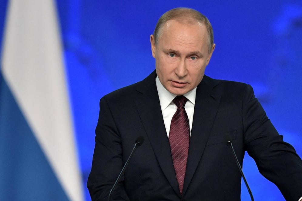 "Russland ist gerüstet": Wladimir Putin bei seiner 15. Rede an die Nation in Moskau.