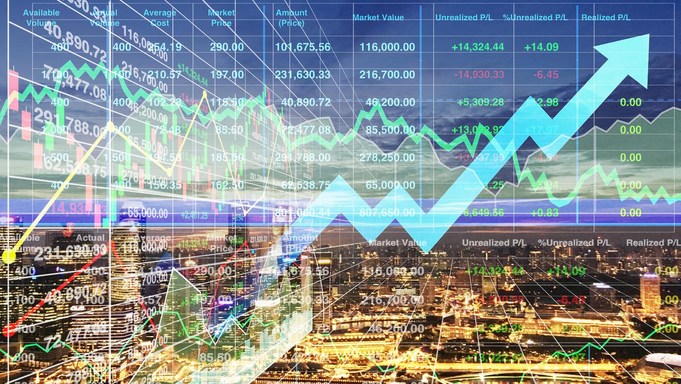 Grafik einer Indexentwicklung: Mit Indexfonds, die einen breit gestreuten Aktienindex abbilden, kann für die Rente vorgesorgt werden.