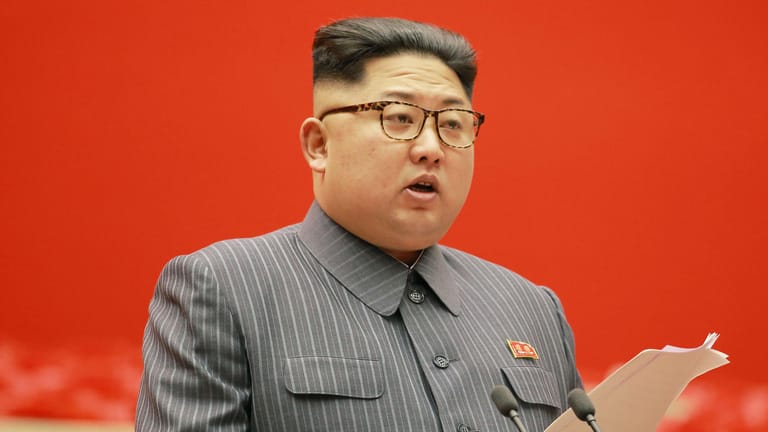 Herr über das Essen in Nordkorea: Kim Jong-Un bei einer Rede 2017