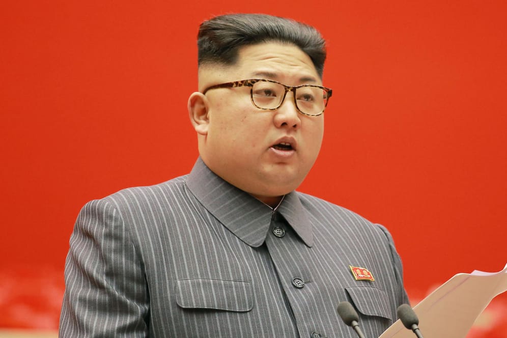 Herr über das Essen in Nordkorea: Kim Jong-Un bei einer Rede 2017