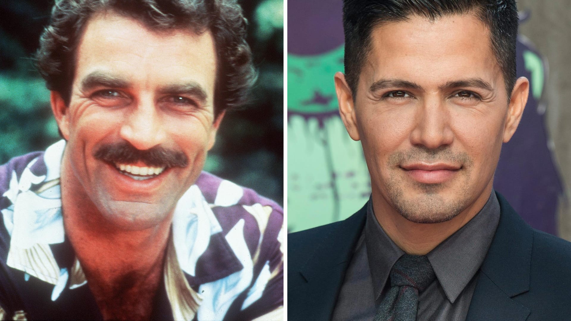 Ein anderes Gesicht: Der amerikanische Schauspieler Tom Selleck (l) in der Rolle des smarten hawaiianischen Privatdetektivs Thomas Magnum. Nun spielt sie Schauspieler Jay Hernandez.