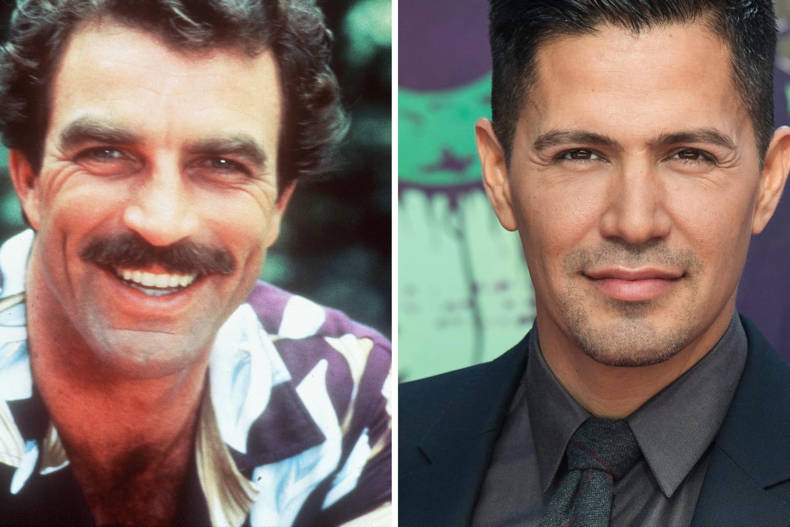 Ein anderes Gesicht: Der amerikanische Schauspieler Tom Selleck (l) in der Rolle des smarten hawaiianischen Privatdetektivs Thomas Magnum. Nun spielt sie Schauspieler Jay Hernandez.