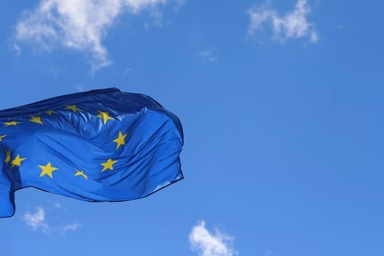 Eine Europafahne weht vor dem Europäischen Parlament in Straßburg.