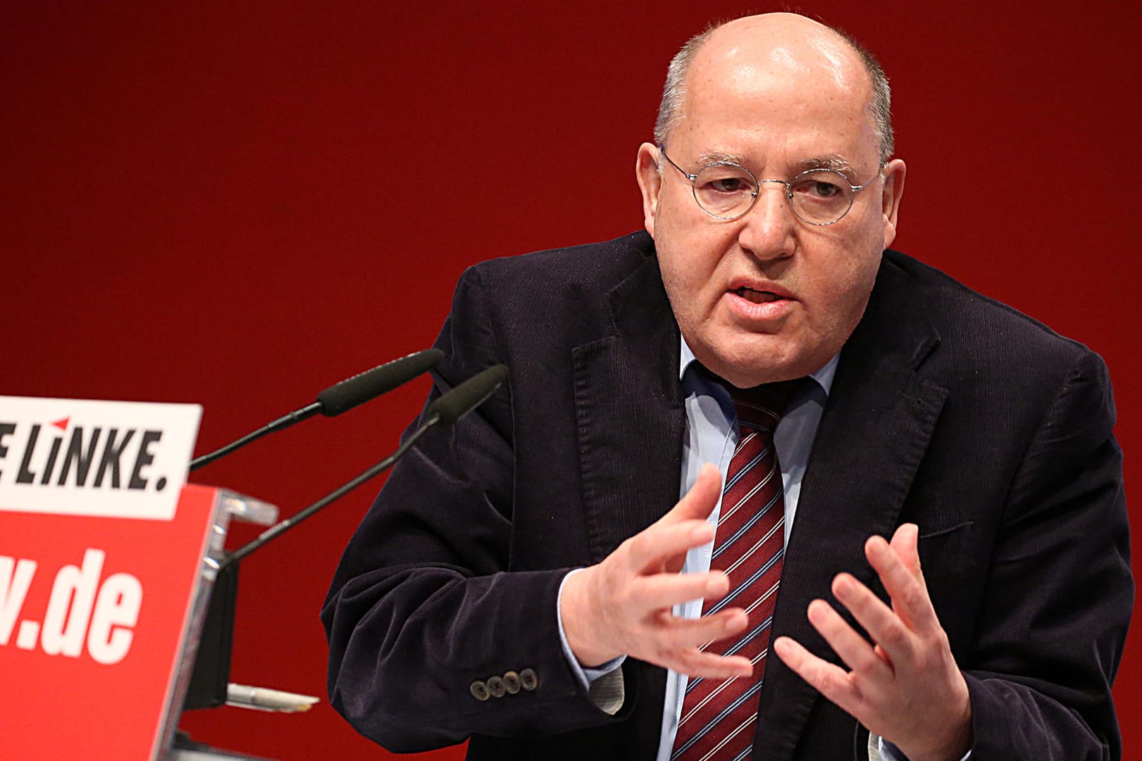 Gregor Gysi, Vorsitzender der Europäischen Linken, spricht auf dem Parteitag. Auf dem Linken-Parteitag stimmten die Delegierten über das Wahlprogramm zur Europawahl mit der Forderung nach weitgehenden Reformen der Europäischen Union ab.