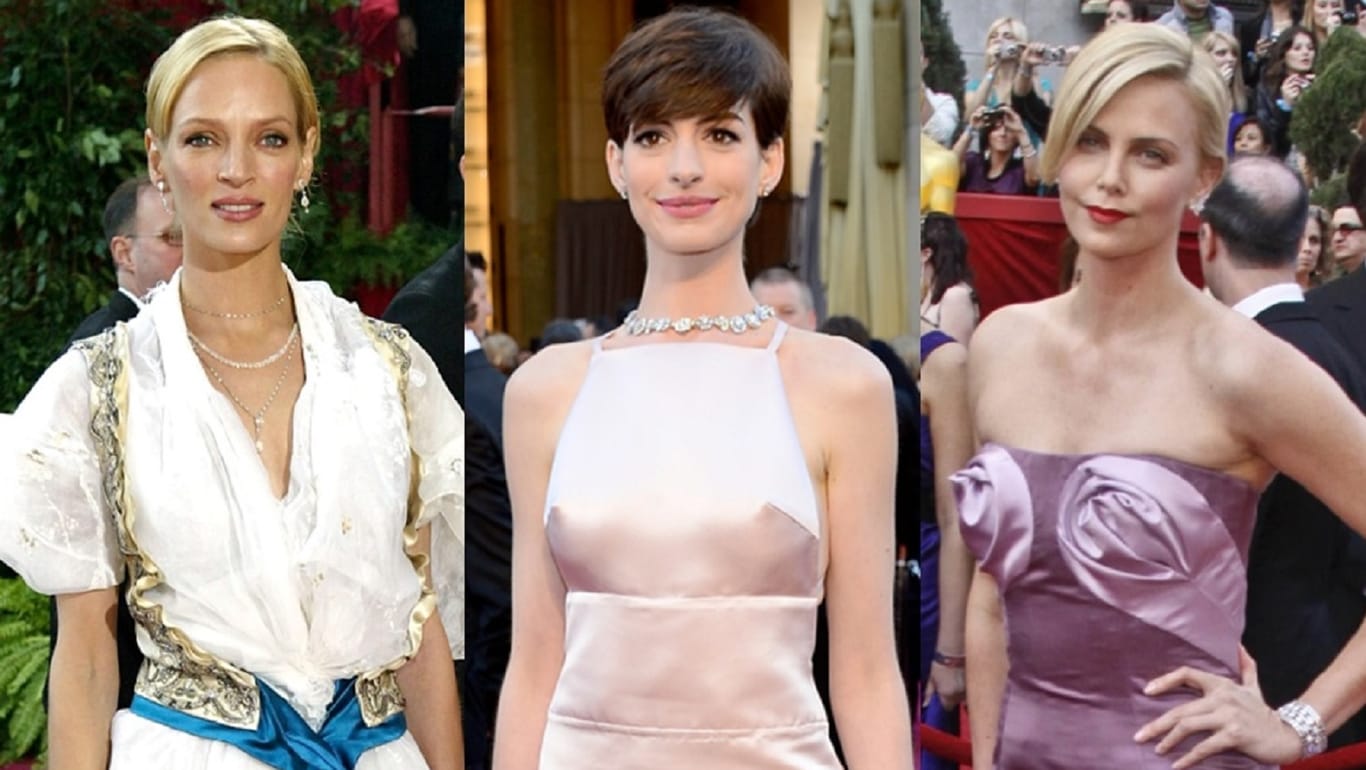 Uma Thurman, Anne Hathaway und Charlize Theron: Sie griffen bei der Kleiderwahl daneben.