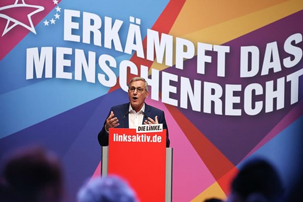 Bernd Riexinger bei seiner Rede auf dem Europawahl-Parteitag in Bonn.