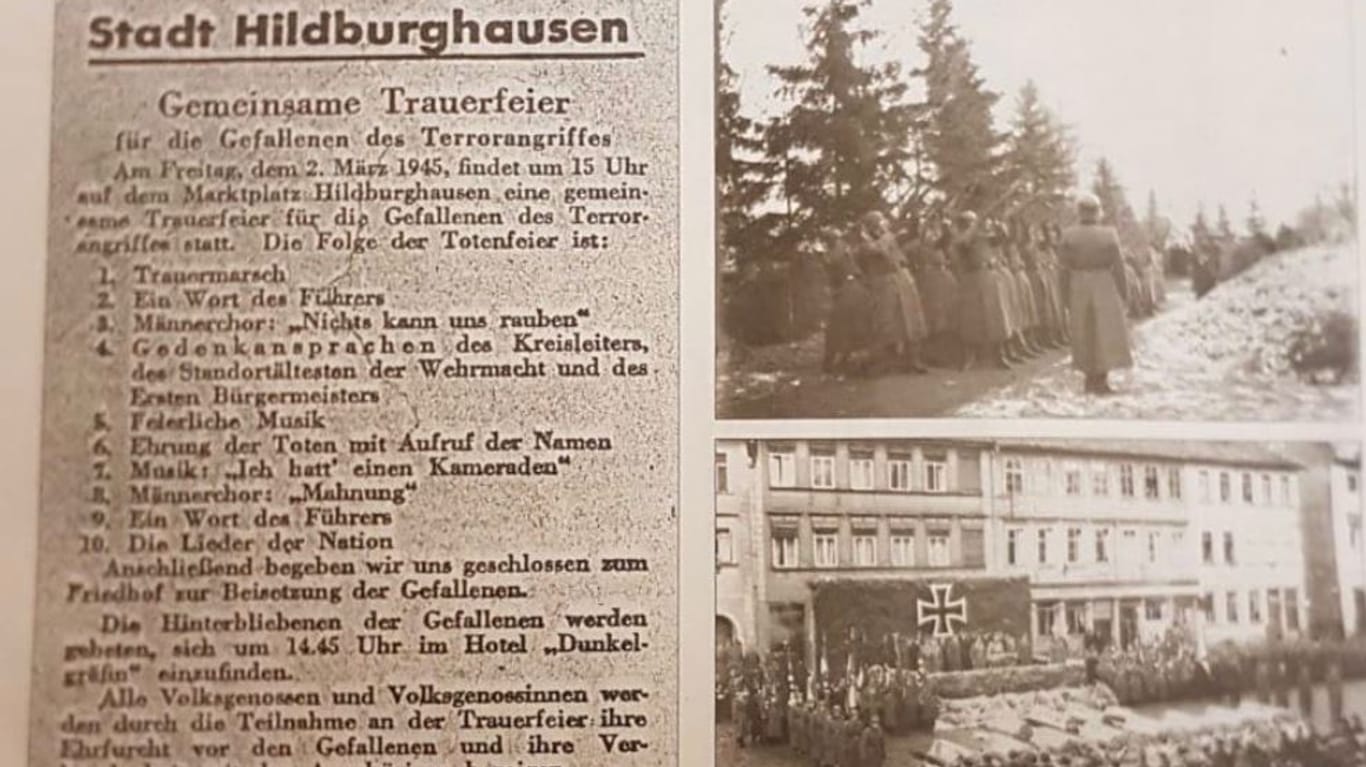 In dem Amtsblatt der Stadt Hildburghausen ist eine NS-Anzeige zu sehen: Die Darstellungen dort bleiben unkommentiert.