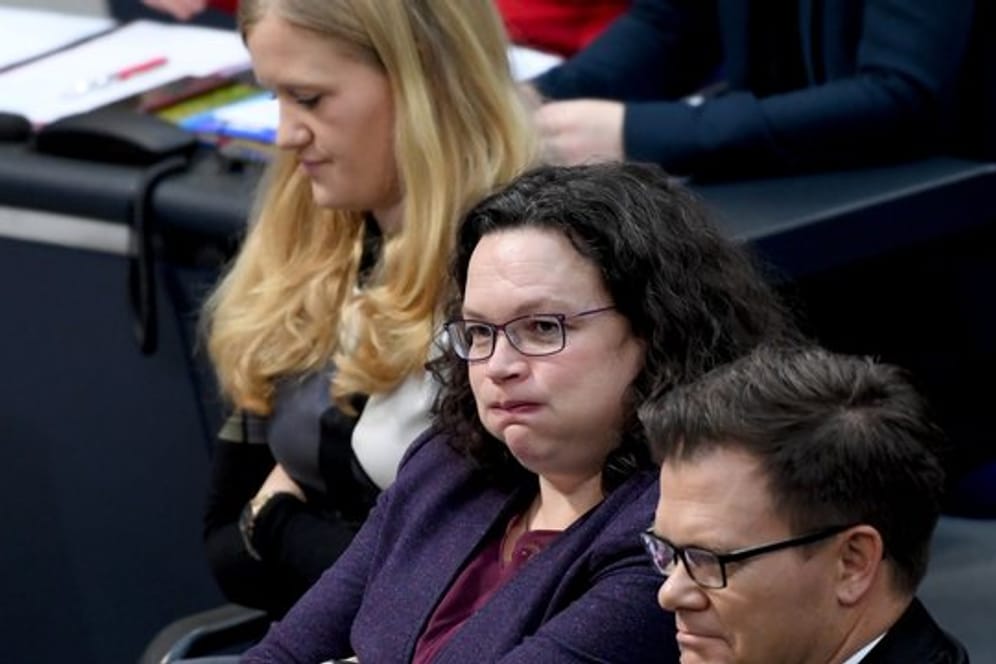 Andrea Nahles, SPD-Vorsitzende und Vorsitzende der SPD-Bundestagsfraktion im Bundestag.