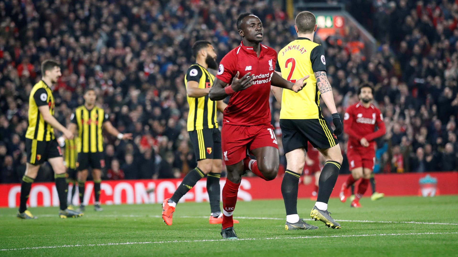 Liverpools Torschütze Sadio Mané jubelt.