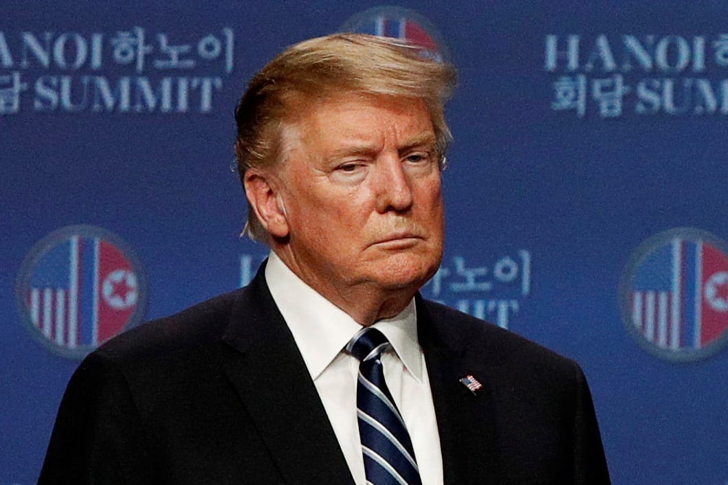 US-Präsident Donald Trump bei der Pressekonferenz in Hanoi: Ursprünglich wollte er mit Kim Jong Un gemeinsam auftreten.