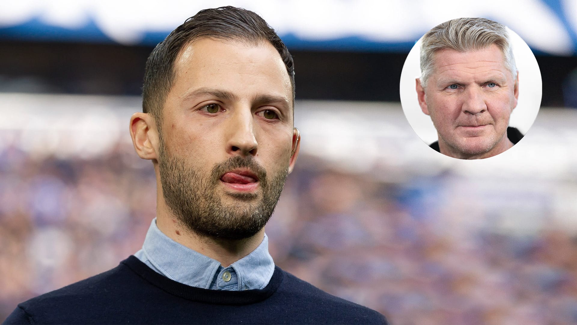 Hat nach Meinung von Stefan Effenberg (r.) keine Zukunft auf Schalke mehr: Domenico Tedesco.