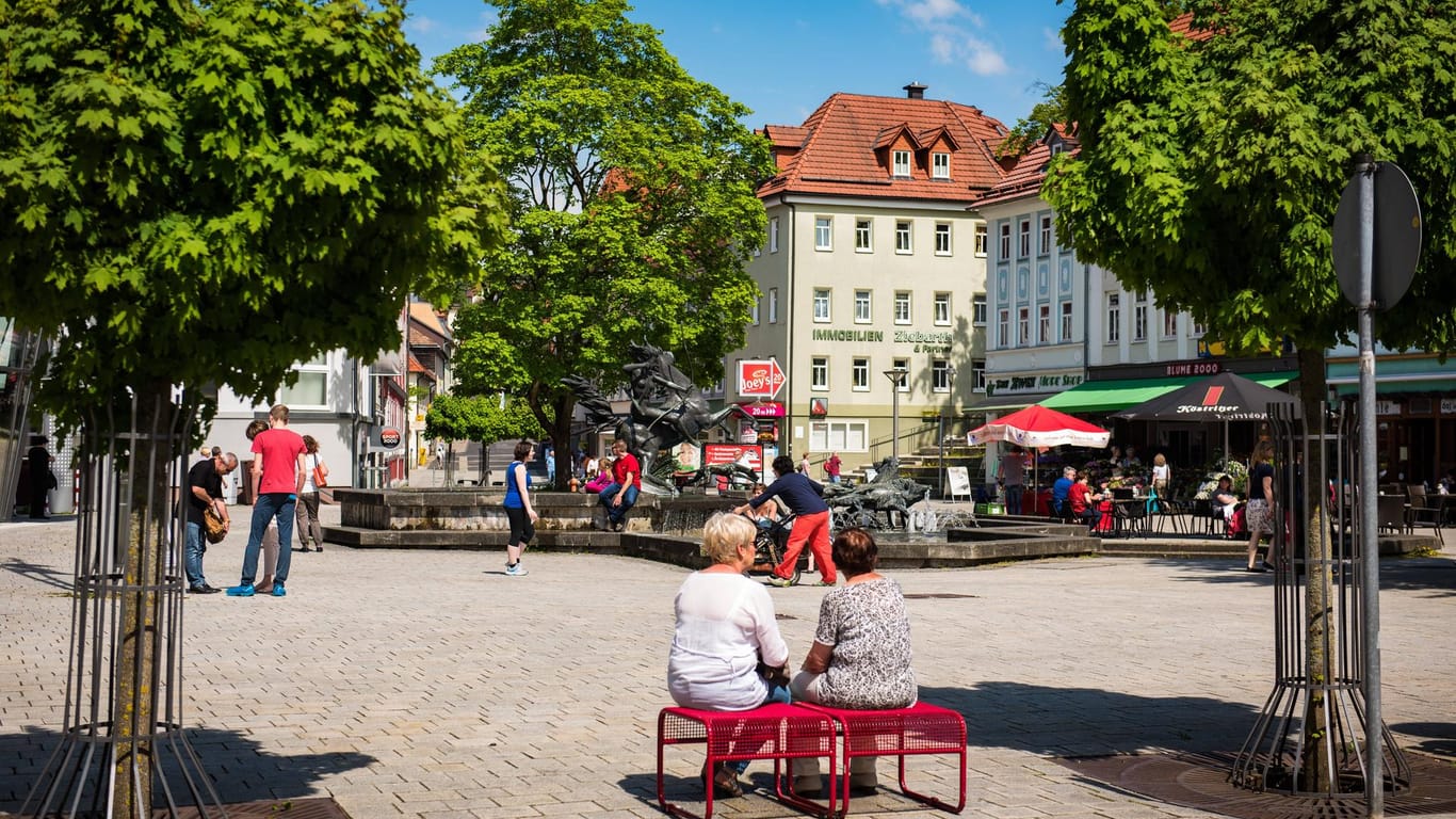 Fußgängerzone in Suhl: Die Stadt in Thüringen hat bundesweit den höchsten Altersdurchschnitt.